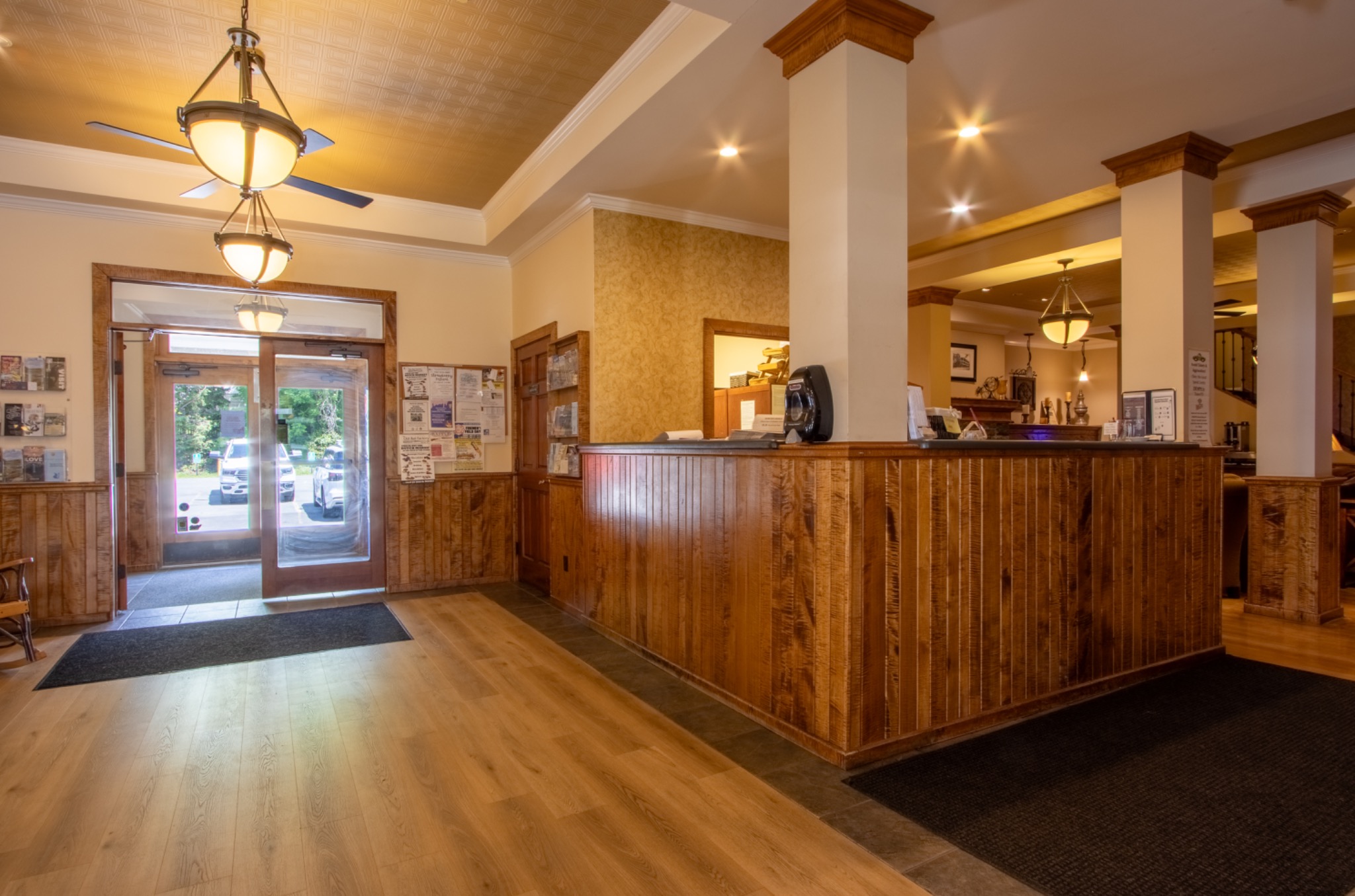 Front desk at Hancock House Hotel