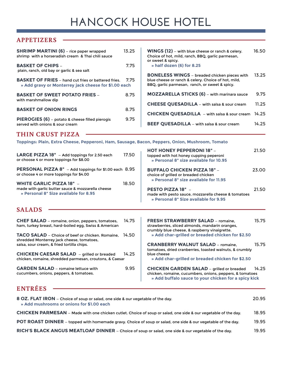 Lunch and dinner menu preview